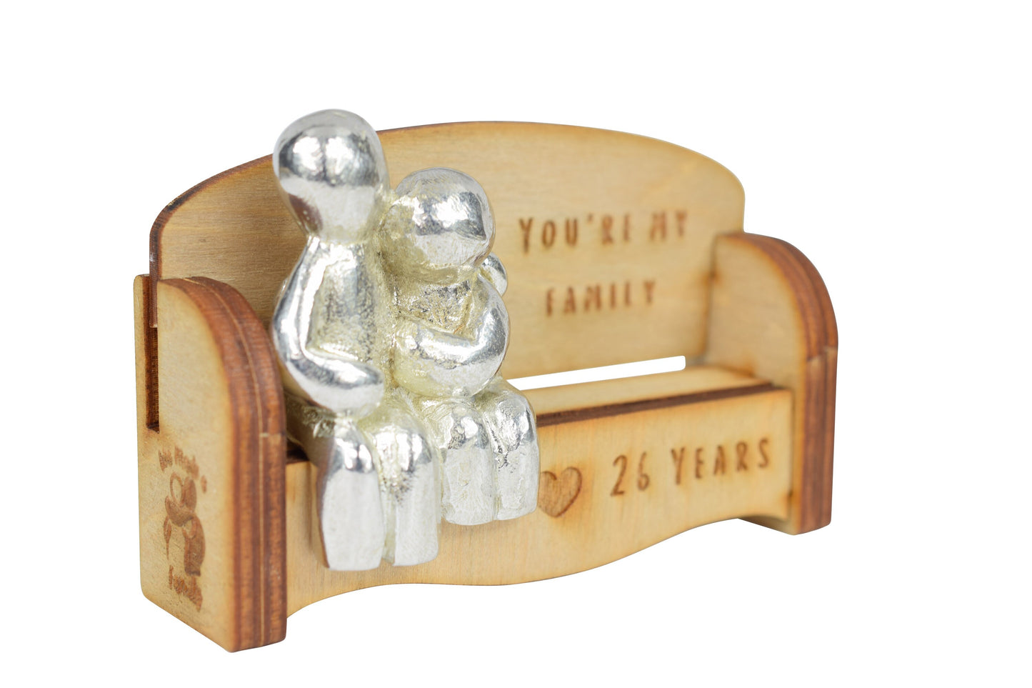 You're my family - 26 Years | Cuddling Couple on the Sofa | I Love You Gift | Wooden Sofa Bench | Part of the We Made a Family Range