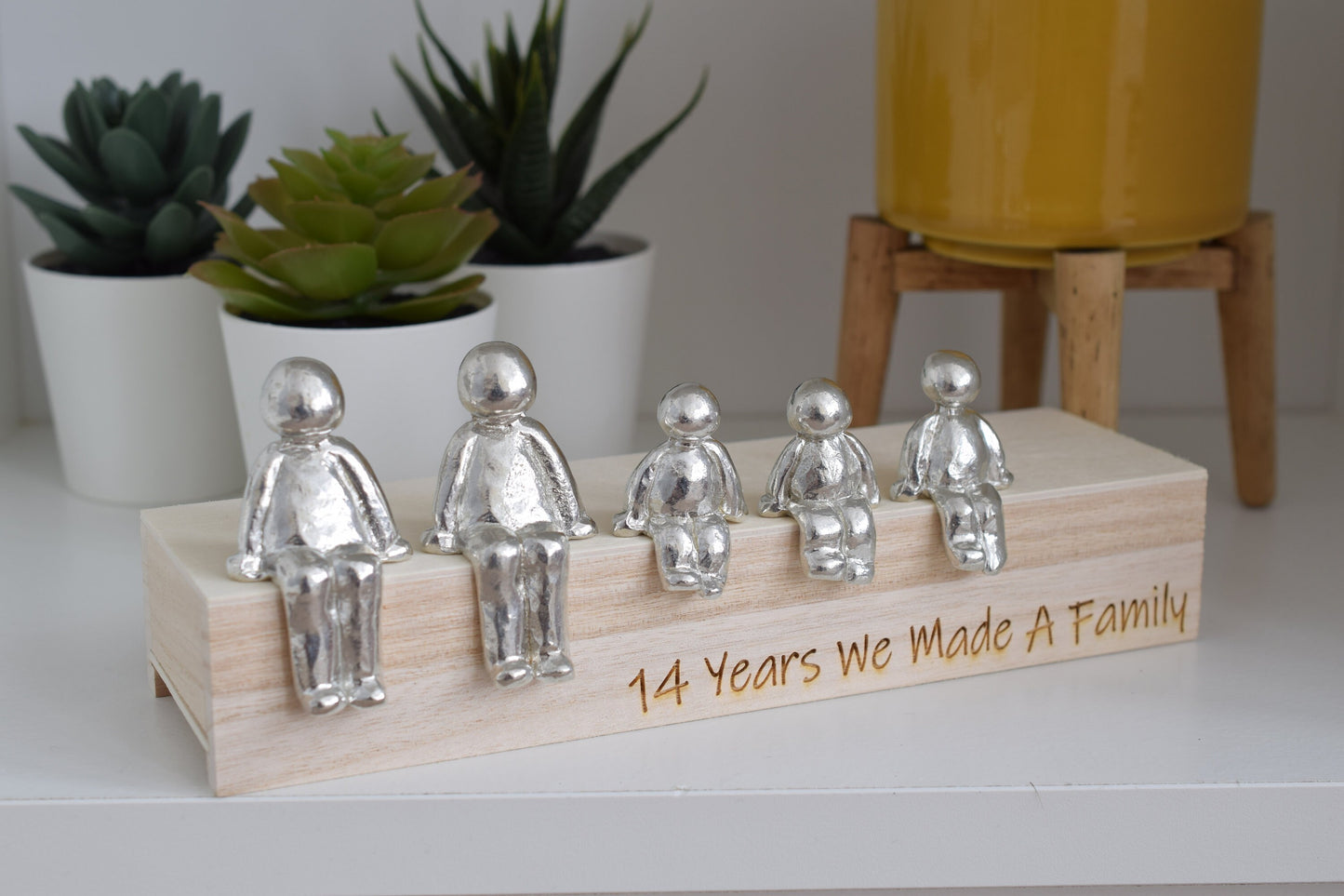 14 Years We Made a Family Sculpture Figurines - 14th Anniversary | Years 1 to 30 Available | Wooden Box Size & Grain Will Vary