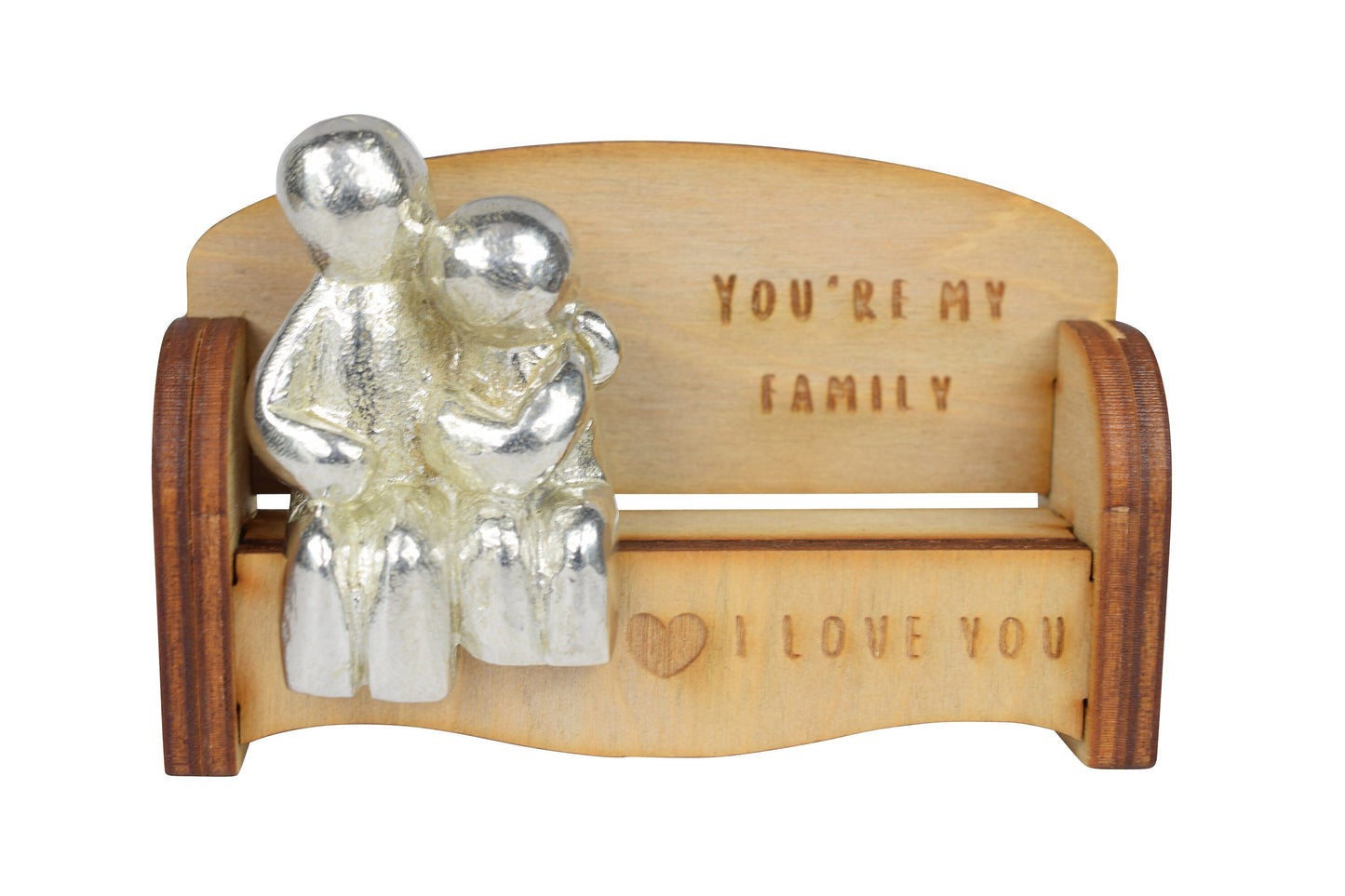 You're my family - I Love You | Cuddling Couple on the Sofa | I Love You Gift | Wooden Sofa Bench | Part of the We Made a Family Range