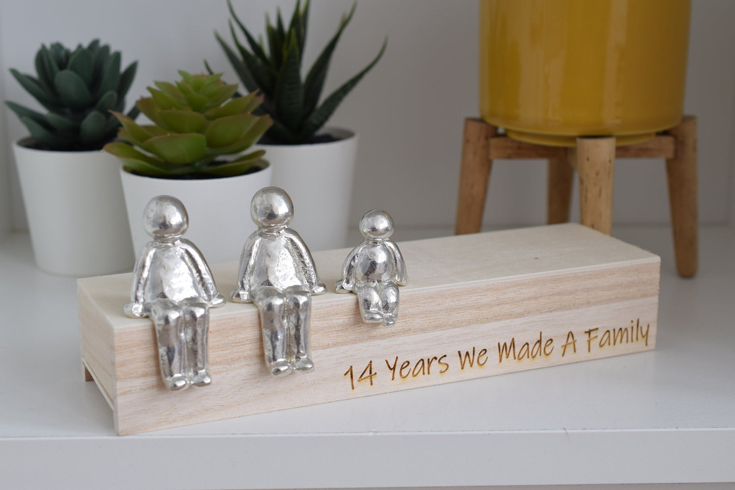 14 Years We Made a Family Sculpture Figurines - 14th Anniversary | Years 1 to 30 Available | Wooden Box Size & Grain Will Vary