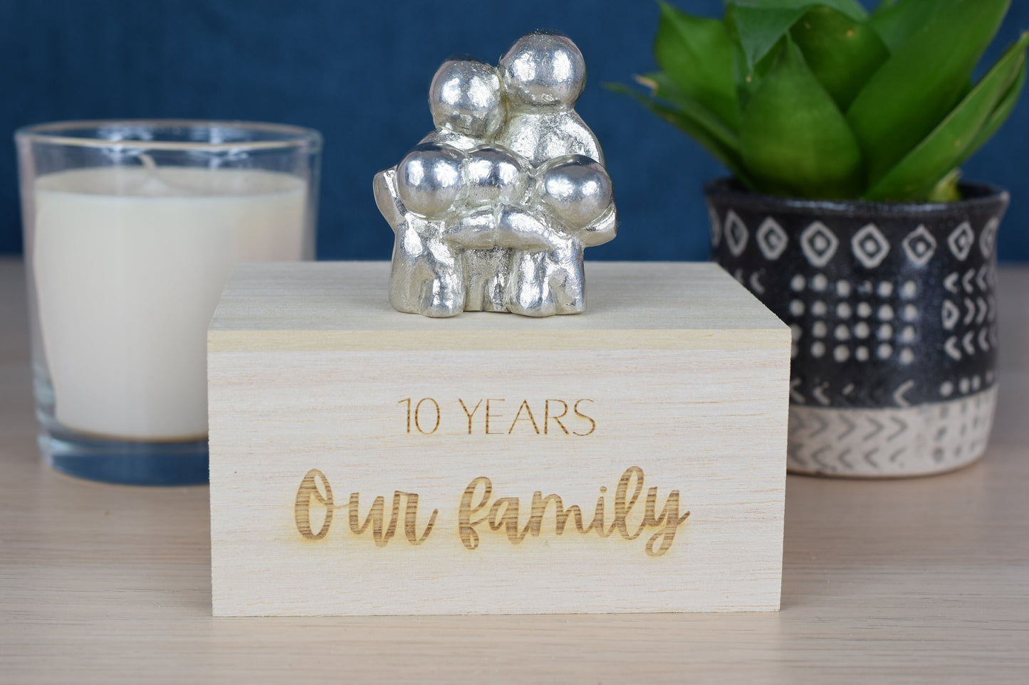 10 Years Our Little Hugging Family 100% Pure Tin Gifts | Hugging Family 10th Anniversary Gift - Choose Your Own Family Combination