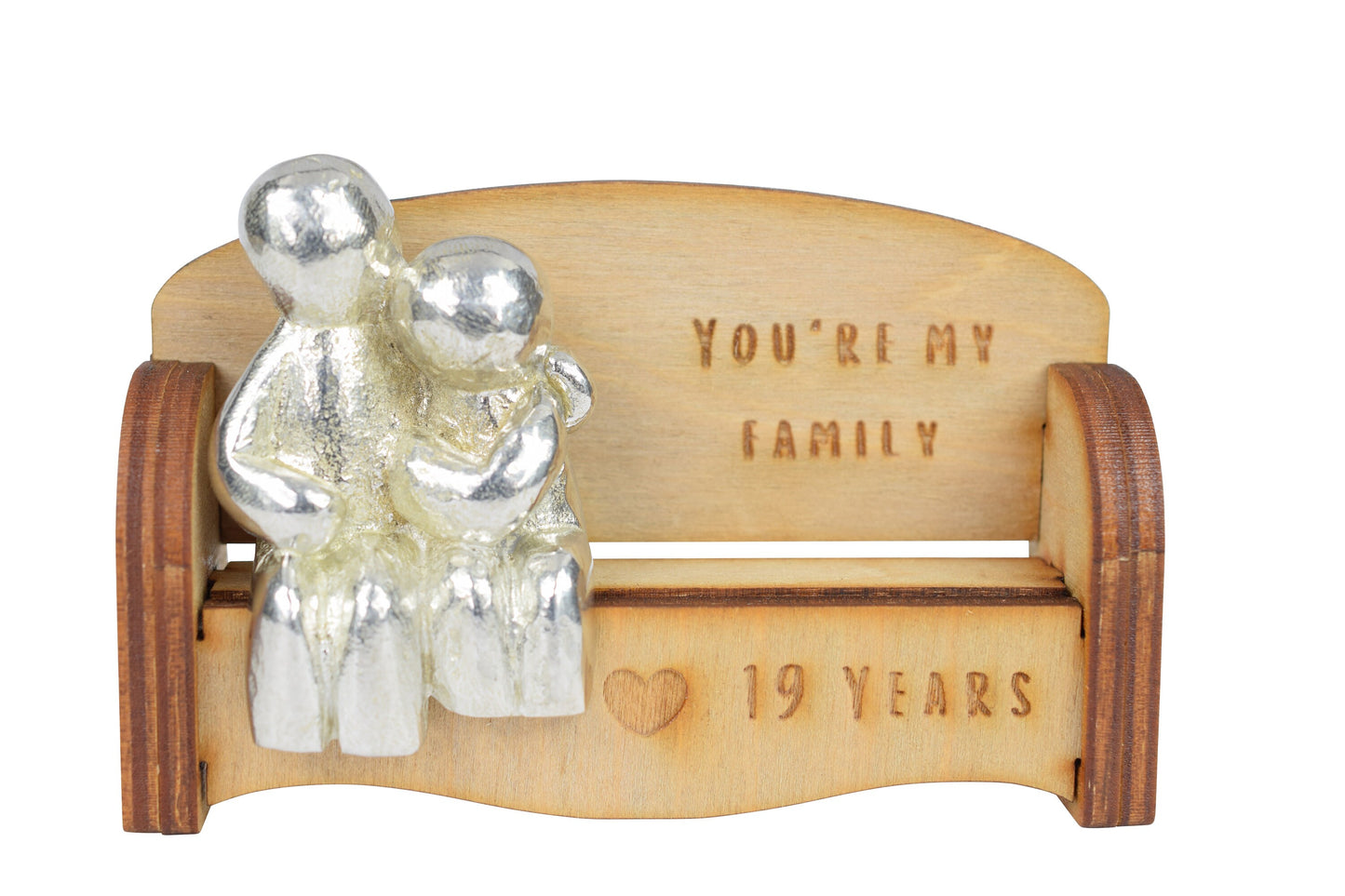 You're my family - 19 Years | Cuddling Couple on the Sofa | I Love You Gift | Wooden Sofa Bench | Part of the We Made a Family Range
