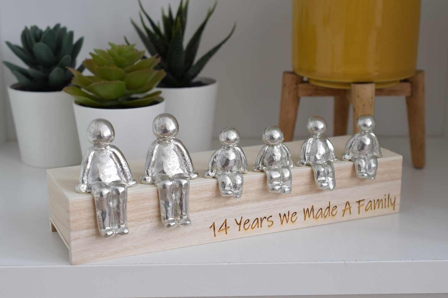 14 Years We Made a Family Sculpture Figurines - 14th Anniversary | Years 1 to 30 Available | Wooden Box Size & Grain Will Vary