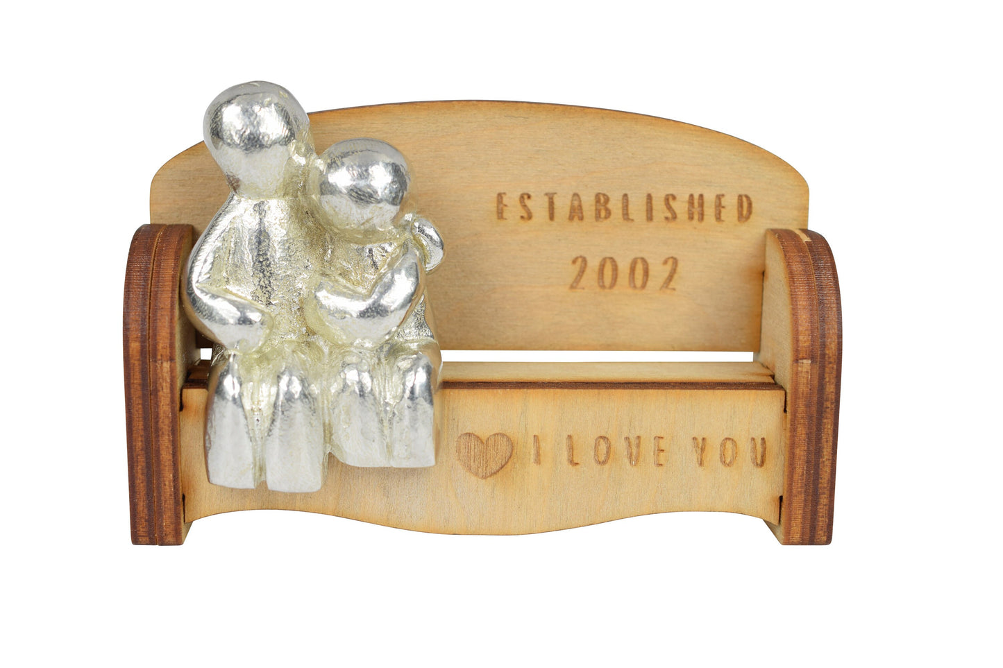 Established 2002 - Cuddling Couple on the Sofa | I Love You Gift | Wooden Sofa Bench | Part of the We Made a Family Range