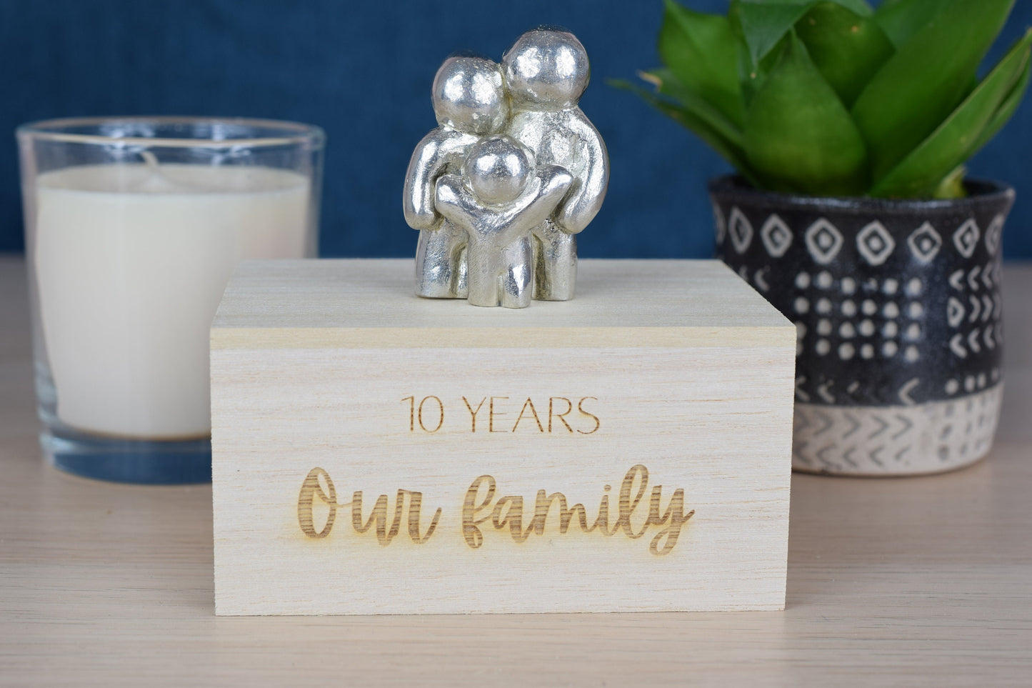 10 Years Our Little Hugging Family 100% Pure Tin Gifts | Hugging Family 10th Anniversary Gift - Choose Your Own Family Combination