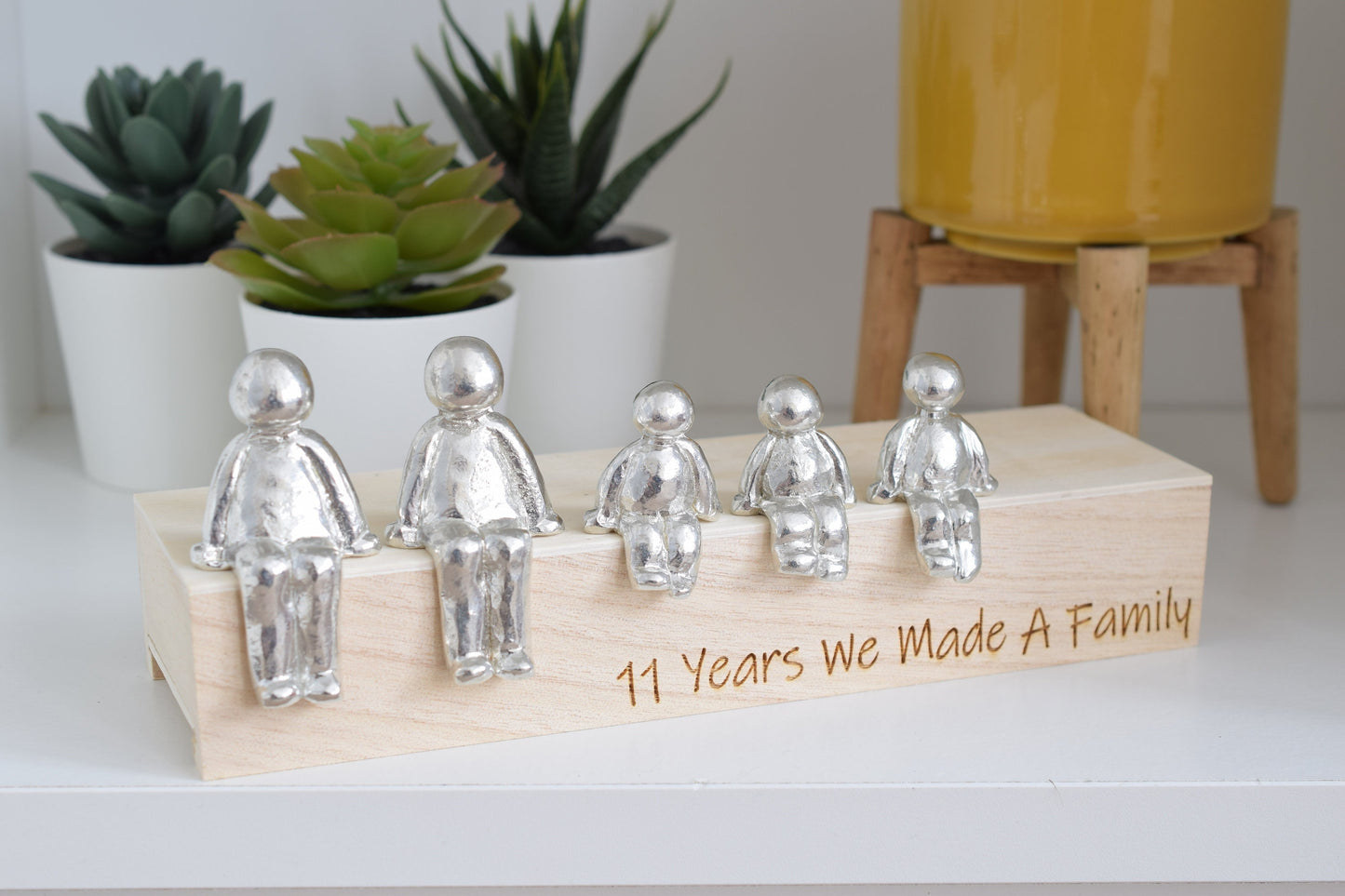 11 Years We Made a Family Sculpture Figurines - 11th Anniversary | Years 1 to 30 Available | Wooden Box Size & Grain Will Vary
