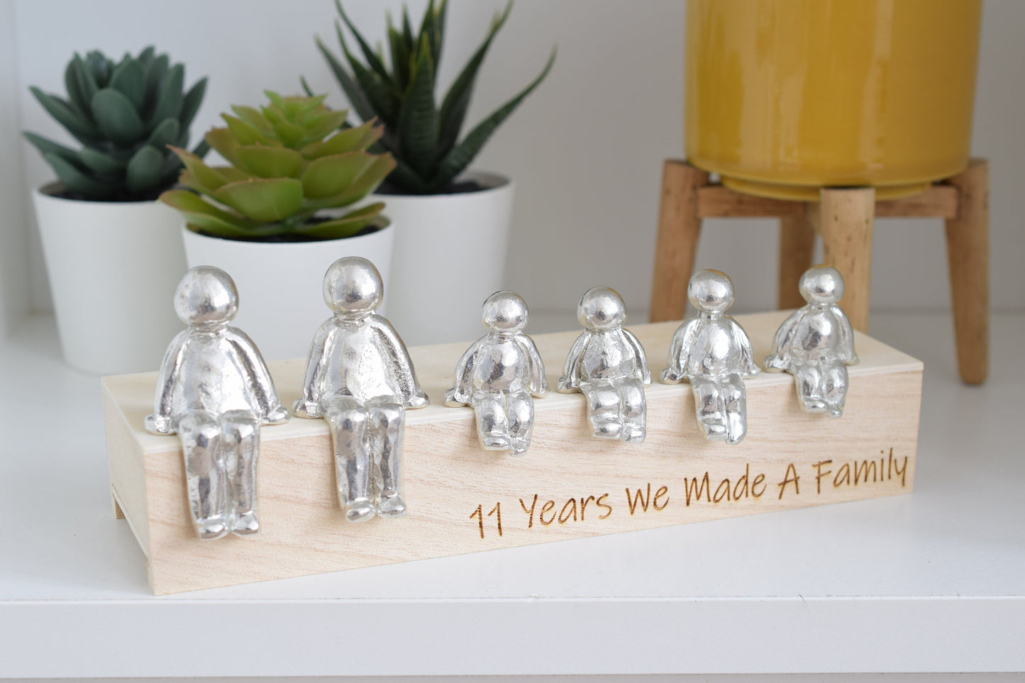 11 Years We Made a Family Sculpture Figurines - 11th Anniversary | Years 1 to 30 Available | Wooden Box Size & Grain Will Vary