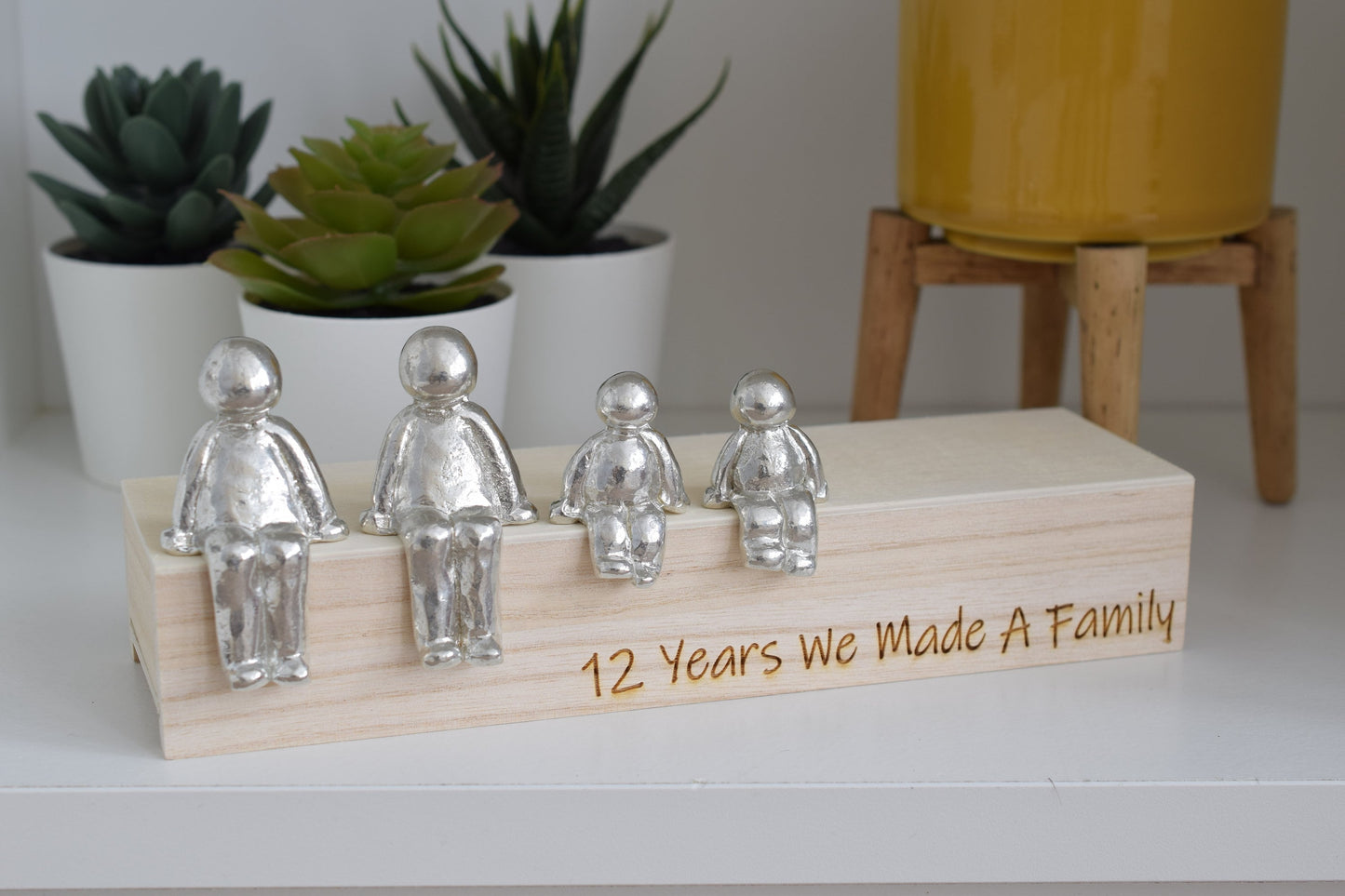12 Years We Made a Family Sculpture Figurines - 12th Anniversary | Years 1 to 30 Available | Wooden Box Size & Grain Will Vary