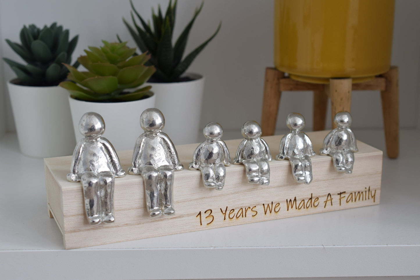13 Years We Made a Family Sculpture Figurines - 13th Anniversary | Years 1 to 30 Available | Wooden Box Size & Grain Will Vary