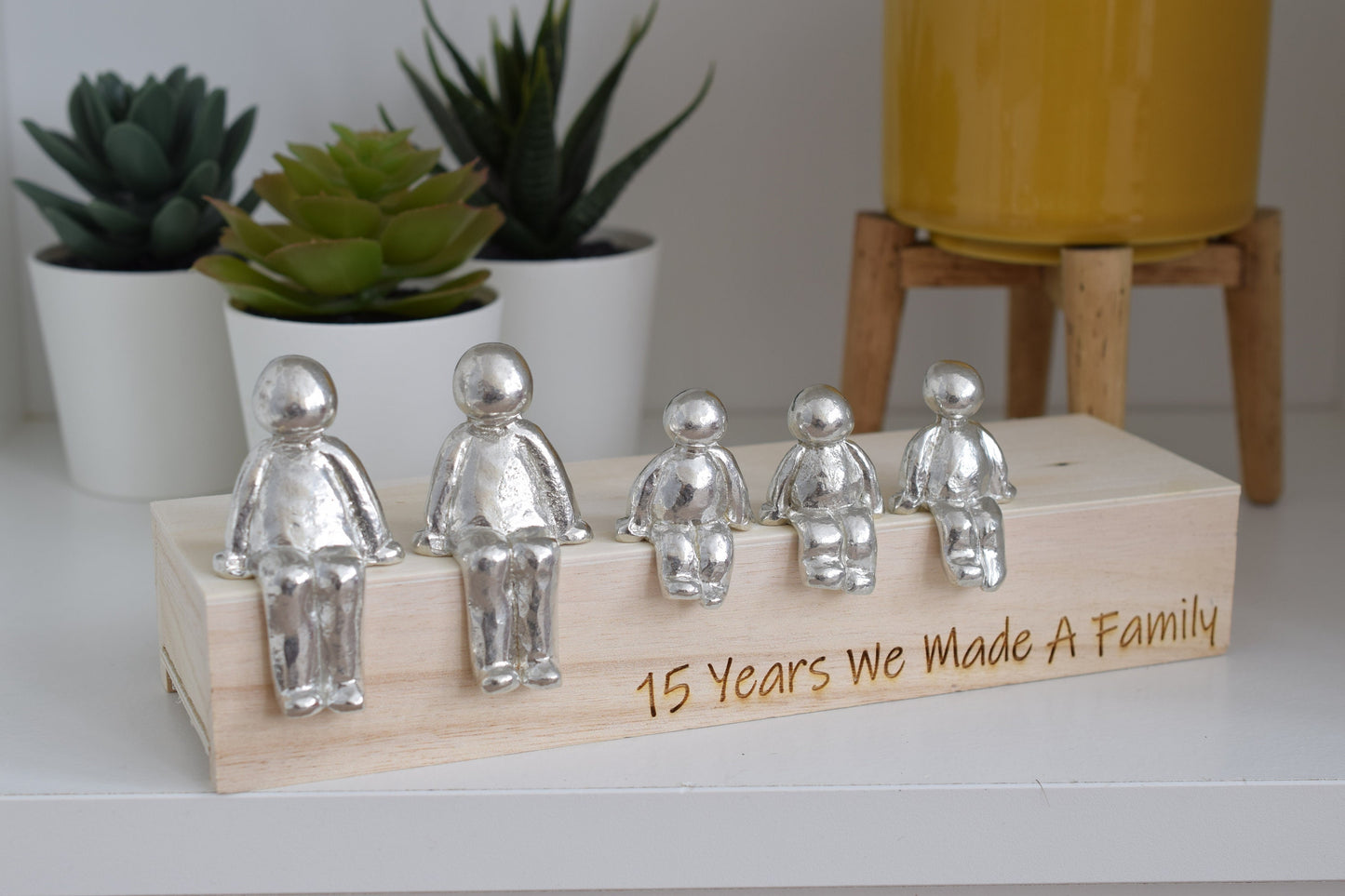 15 Years We Made a Family Sculpture Figurines - 15th Anniversary | Years 1 to 30 Available | Wooden Box Size & Grain Will Vary