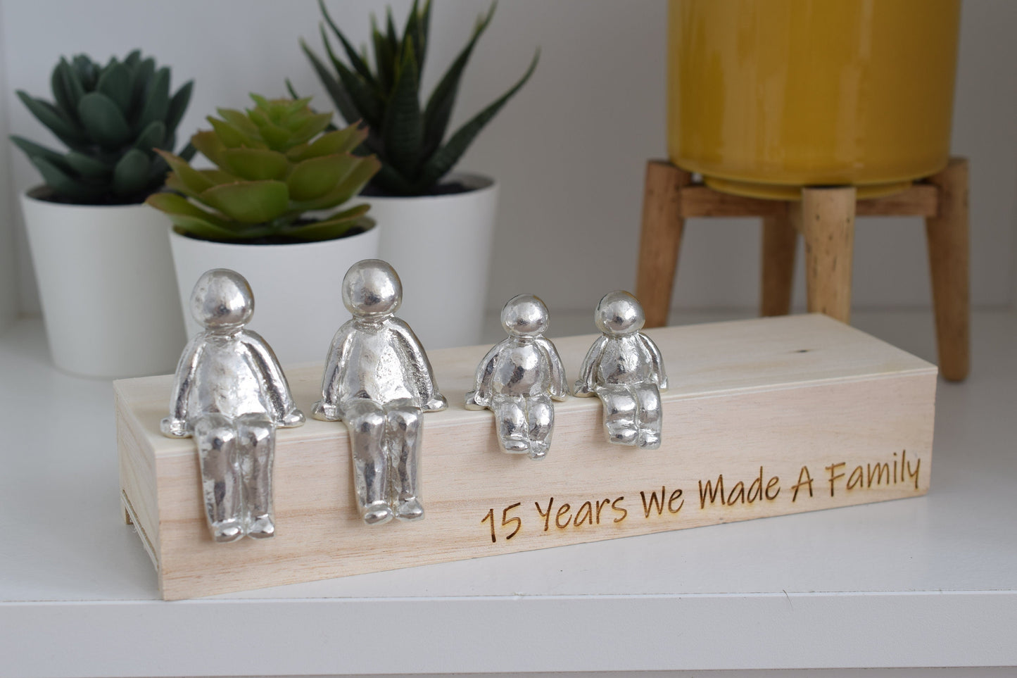 15 Years We Made a Family Sculpture Figurines - 15th Anniversary | Years 1 to 30 Available | Wooden Box Size & Grain Will Vary