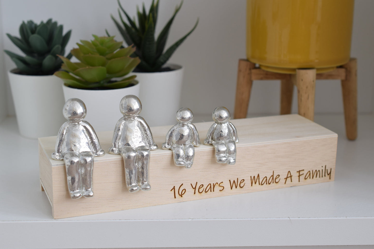 16 Years We Made a Family Sculpture Figurines - 16th Anniversary | Years 1 to 30 Available | Wooden Box Size & Grain Will Vary