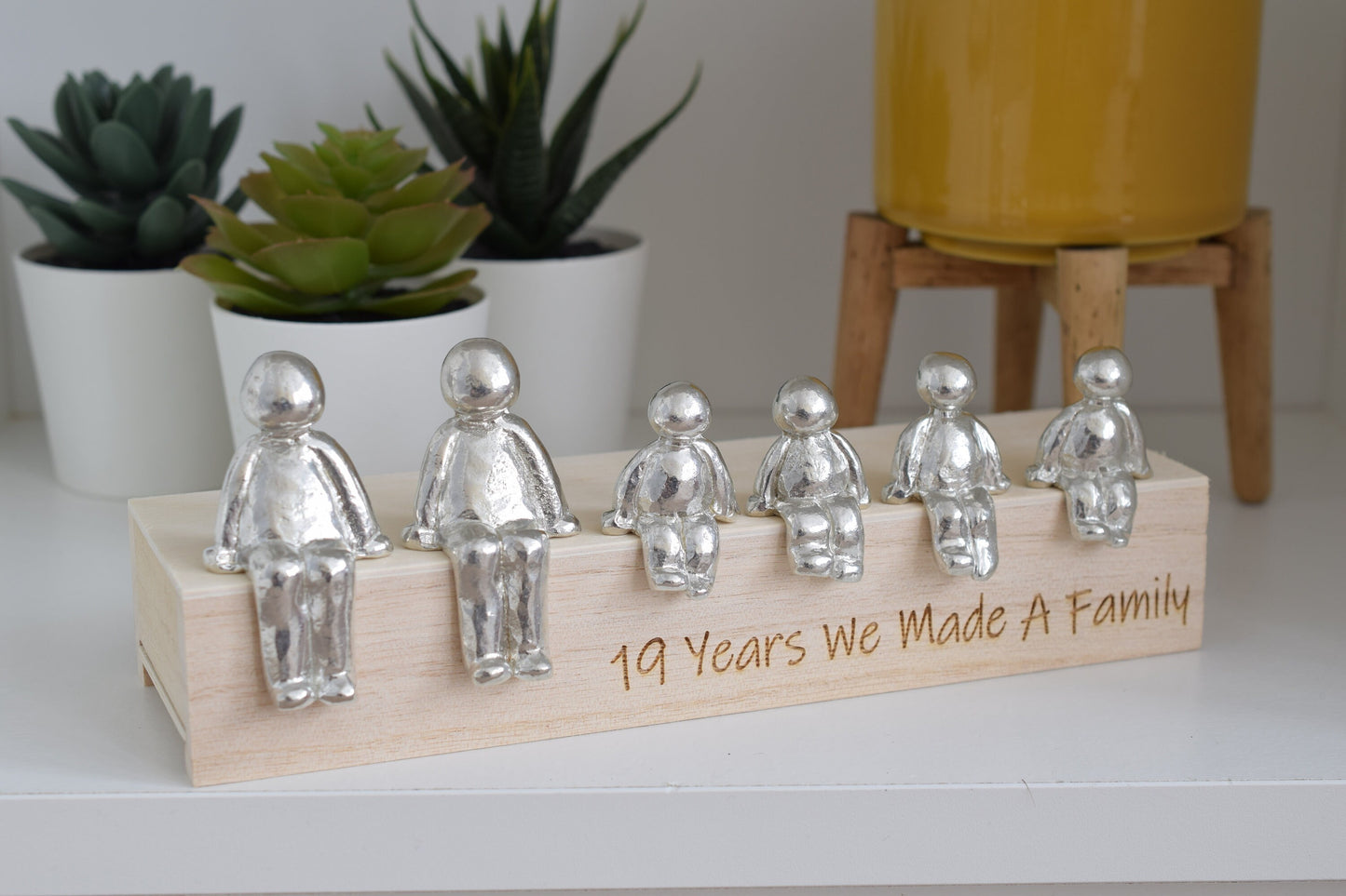 19 Years We Made a Family Sculpture Figurines - 19th Anniversary | Years 1 to 30 Available | Wooden Box Size & Grain Will Vary