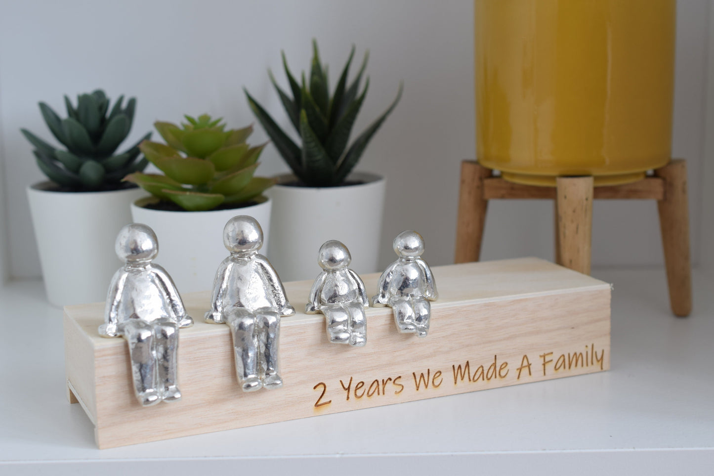 2 Years We Made a Family Sculpture Figurines - 2nd Anniversary | Years 1 to 30 Available | Wooden Box Size & Grain Will Vary