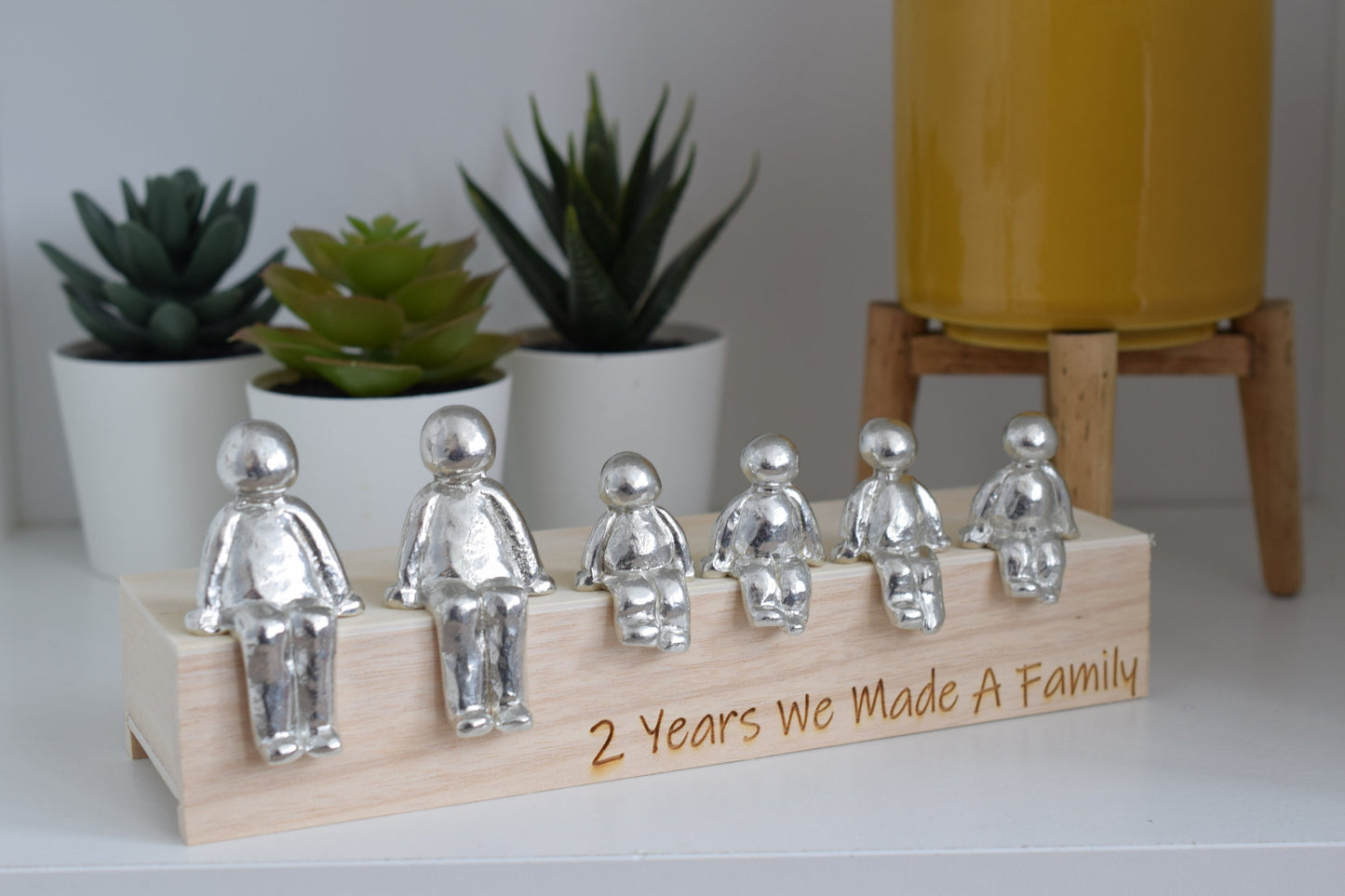 2 Years We Made a Family Sculpture Figurines - 2nd Anniversary | Years 1 to 30 Available | Wooden Box Size & Grain Will Vary