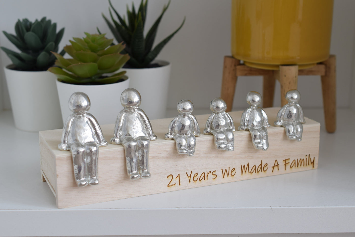 21 Years We Made a Family Sculpture Figurines - 21st Anniversary | Years 1 to 30 Available | Wooden Box Size & Grain Will Vary
