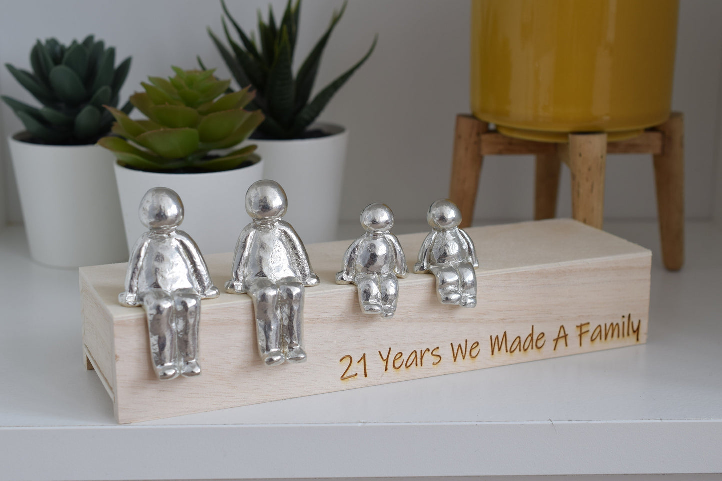 21 Years We Made a Family Sculpture Figurines - 21st Anniversary | Years 1 to 30 Available | Wooden Box Size & Grain Will Vary
