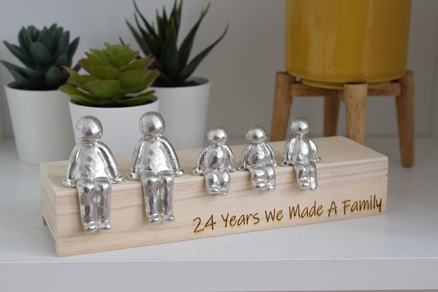 24 Years We Made a Family Sculpture Figurines - 24th Anniversary | Years 1 to 30 Available | Wooden Box Size & Grain Will Vary