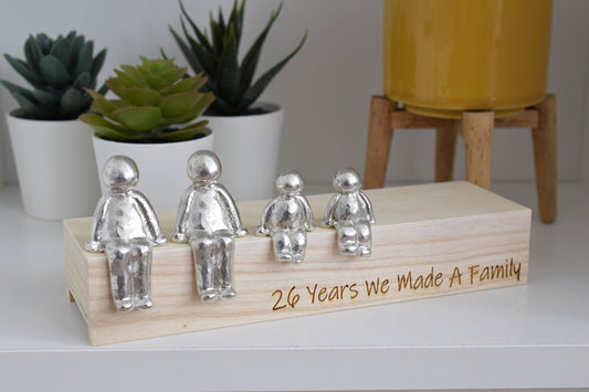 26 Years We Made a Family Sculpture Figurines - 26th Anniversary | Years 1 to 30 Available | Wooden Box Size & Grain Will Vary