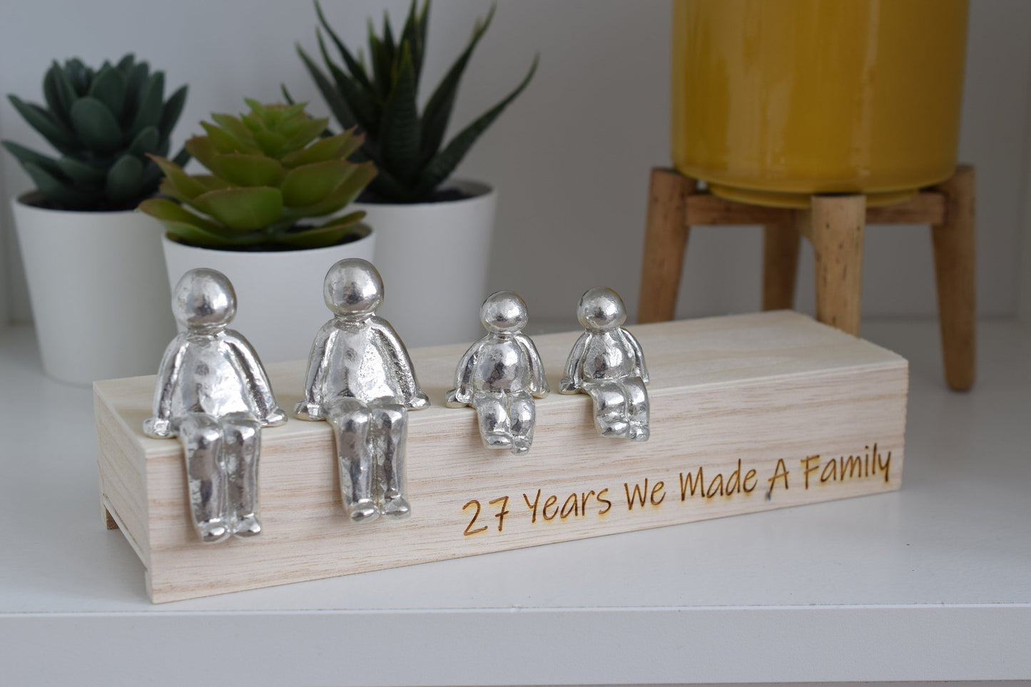 27 Years We Made a Family Sculpture Figurines - 27th Anniversary | Years 1 to 30 Available | Wooden Box Size & Grain Will Vary