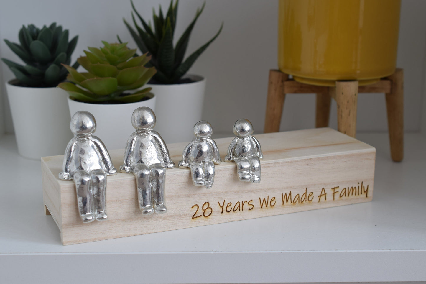 28 Years We Made a Family Sculpture Figurines - 28th Anniversary | Years 1 to 30 Available | Wooden Box Size & Grain Will Vary