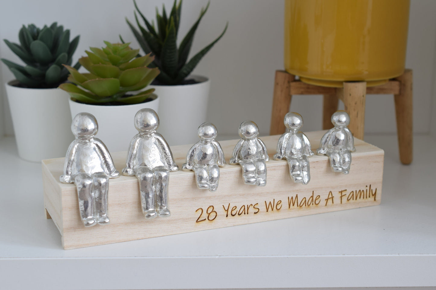 28 Years We Made a Family Sculpture Figurines - 28th Anniversary | Years 1 to 30 Available | Wooden Box Size & Grain Will Vary