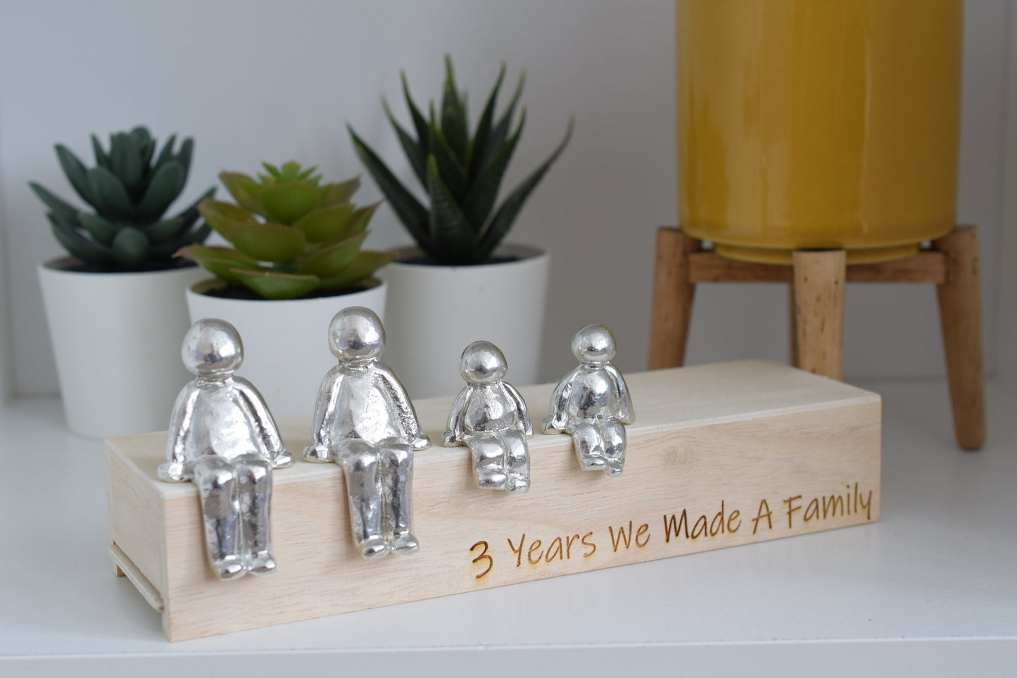 3 Years We Made a Family Sculpture Figurines - 3rd Anniversary | Years 1 to 30 Available | Wooden Box Size & Grain Will Vary