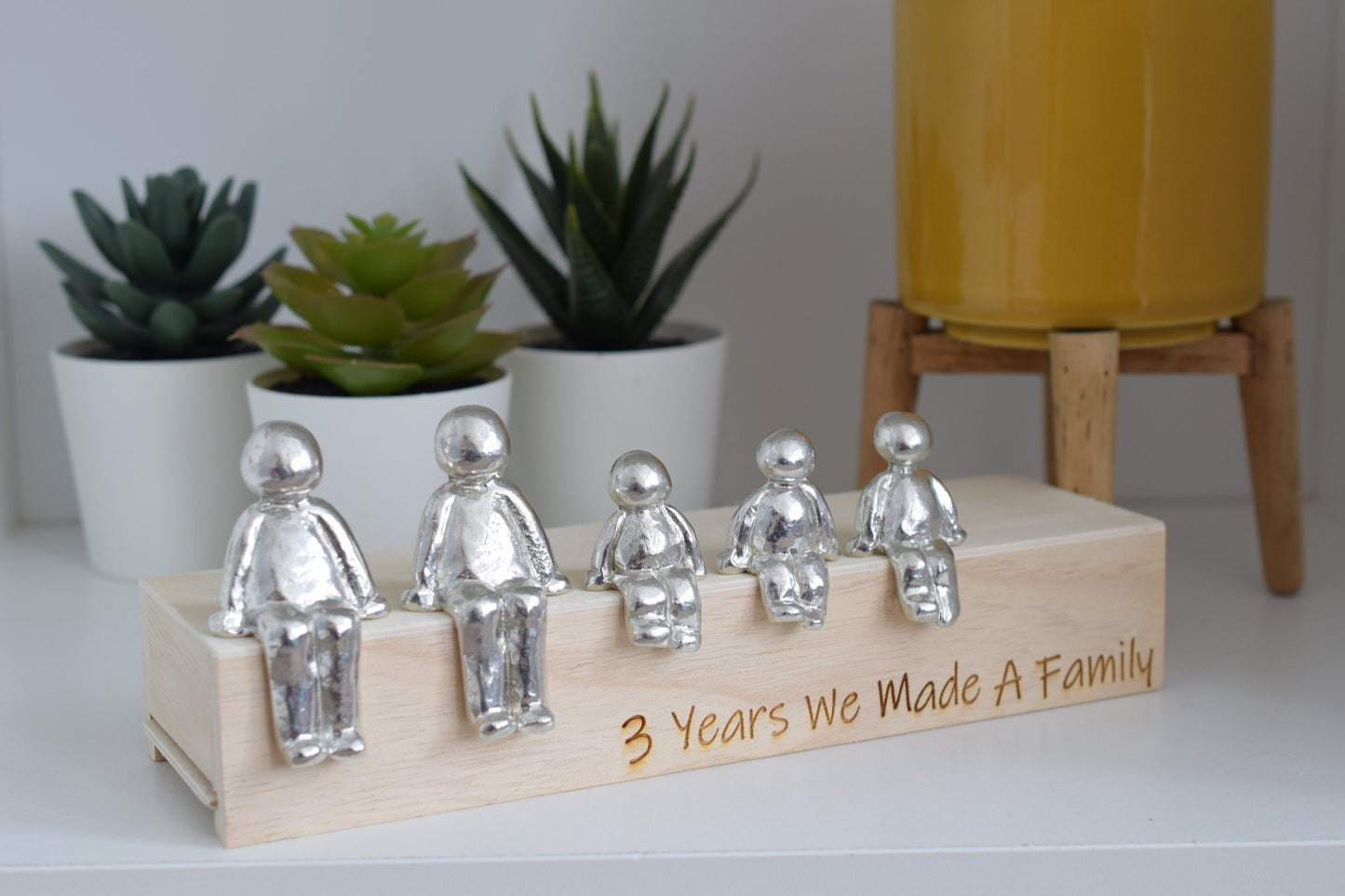 3 Years We Made a Family Sculpture Figurines - 3rd Anniversary | Years 1 to 30 Available | Wooden Box Size & Grain Will Vary
