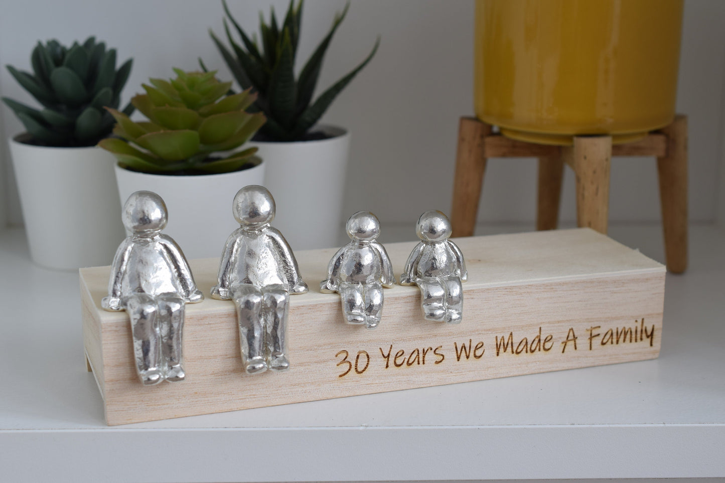 30 Years We Made a Family Sculpture Figurines - 30th Anniversary | Years 1 to 30 Available | Wooden Box Size & Grain Will Vary