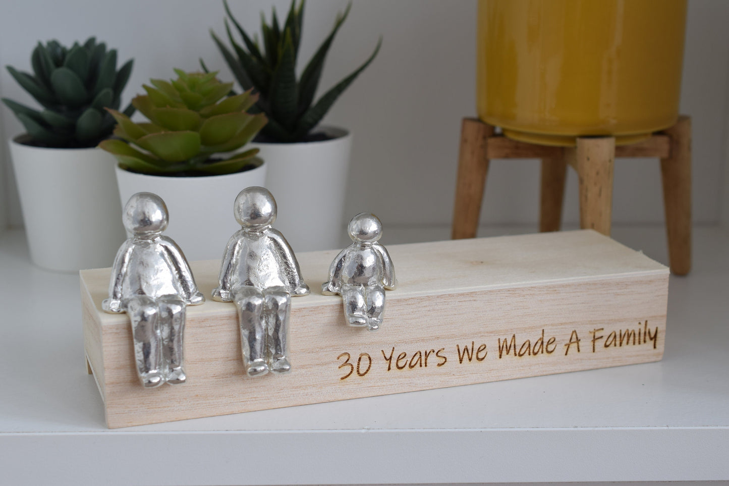 30 Years We Made a Family Sculpture Figurines - 30th Anniversary | Years 1 to 30 Available | Wooden Box Size & Grain Will Vary