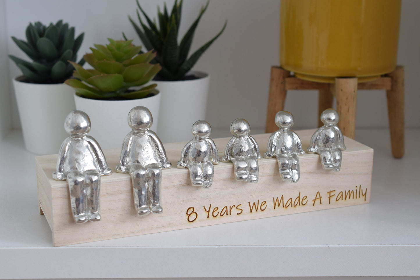 8 Years We Made a Family Sculpture Figurines - 8th Anniversary | Years 1 to 30 Available | Wooden Box Size & Grain Will Vary