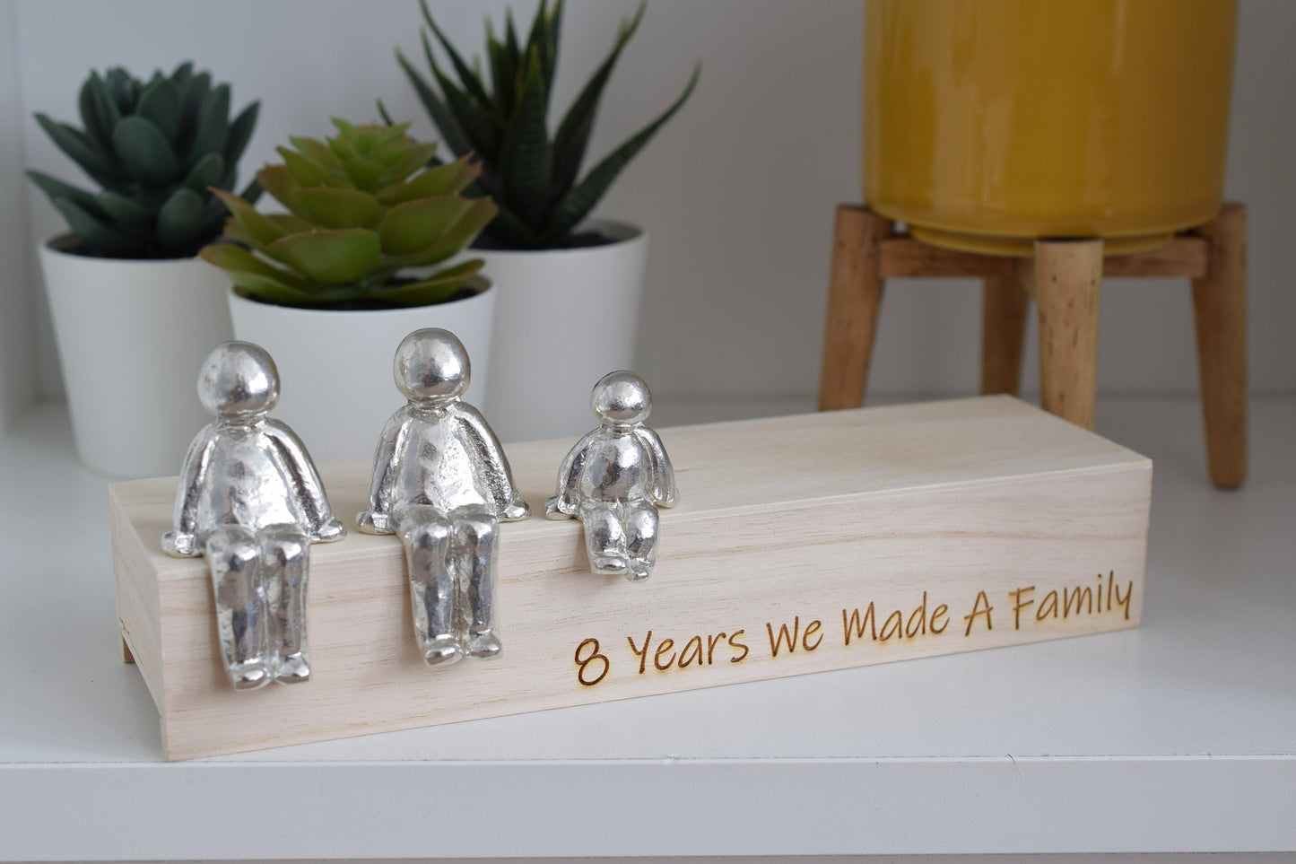 8 Years We Made a Family Sculpture Figurines - 8th Anniversary | Years 1 to 30 Available | Wooden Box Size & Grain Will Vary