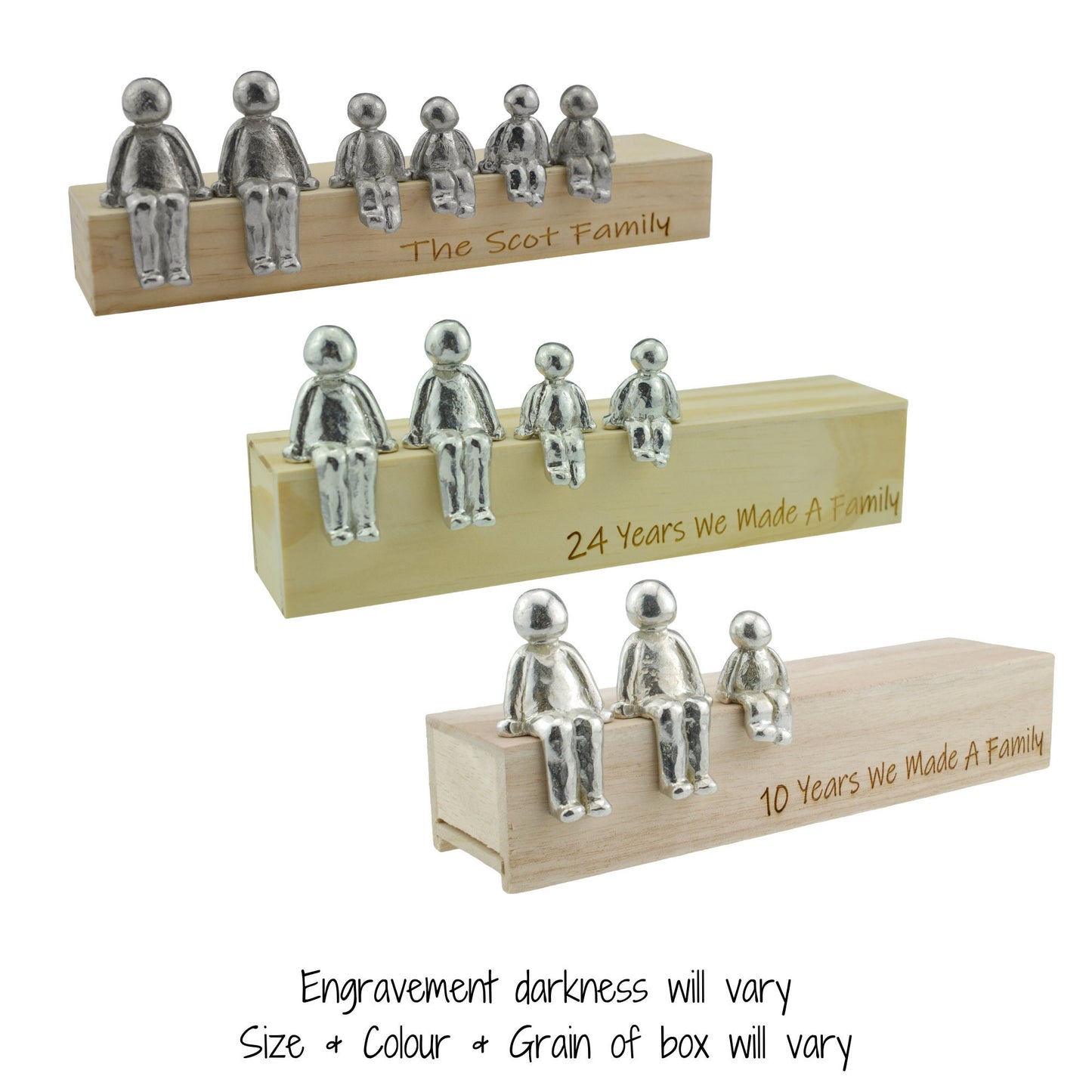 6 Years We Made a Family Sculpture Figurines - 6th Anniversary | Years 1 to 30 Available | Wooden Box Size & Grain Will Vary