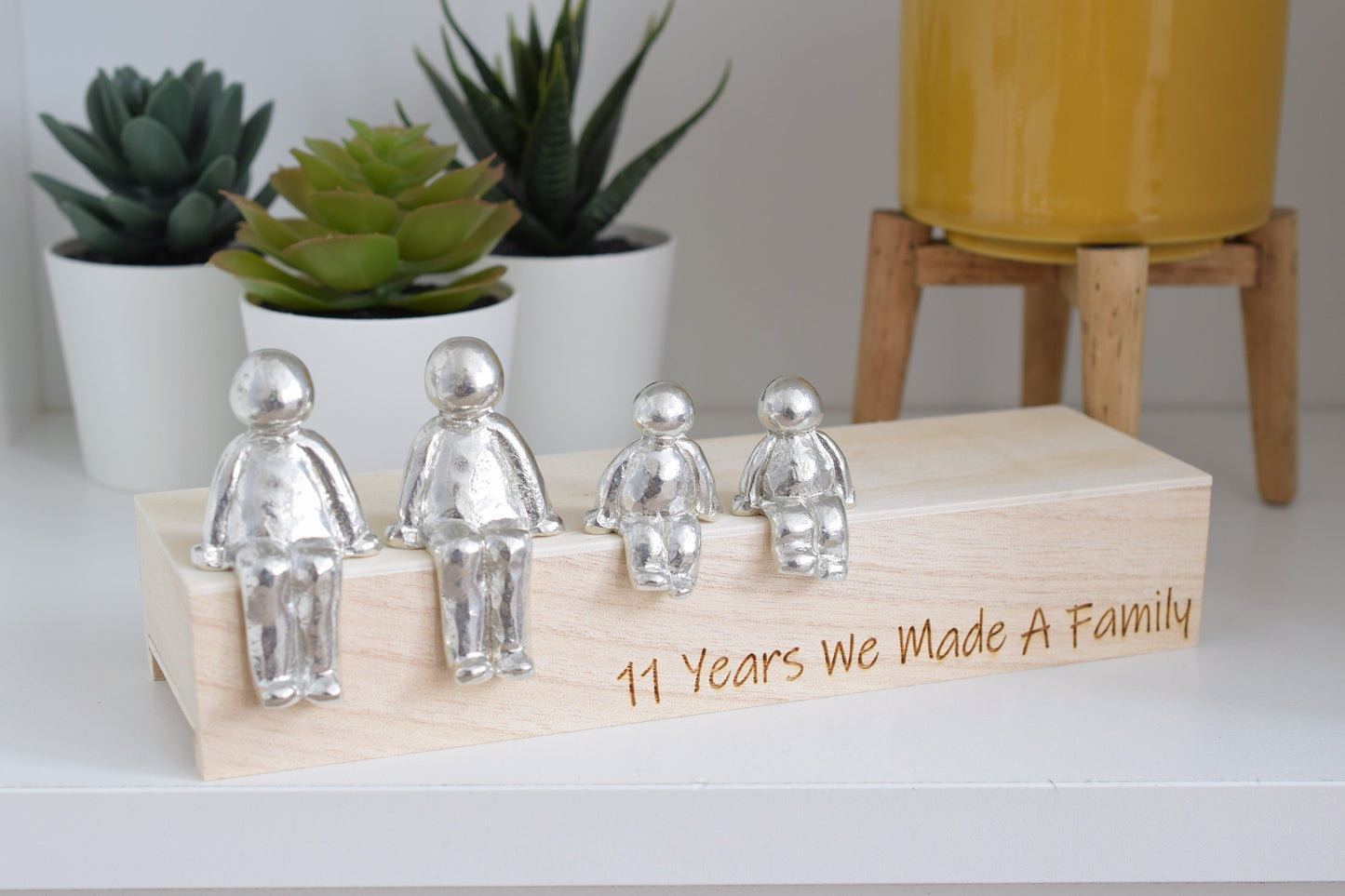 11 Years We Made a Family Sculpture Figurines - 11th Anniversary | Years 1 to 30 Available | Wooden Box Size & Grain Will Vary