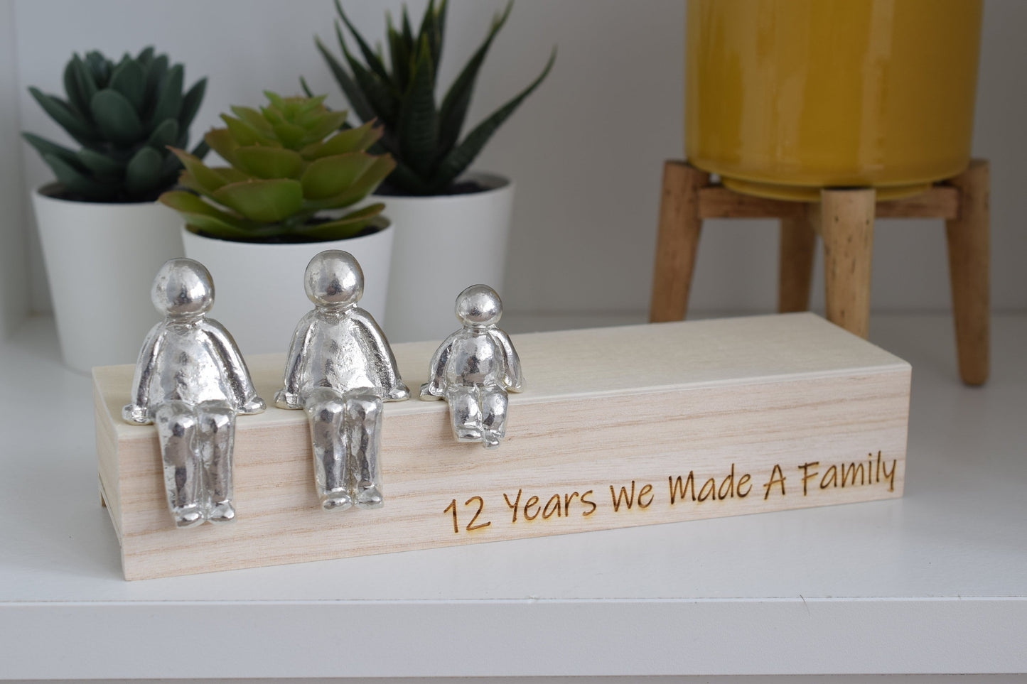 12 Years We Made a Family Sculpture Figurines - 12th Anniversary | Years 1 to 30 Available | Wooden Box Size & Grain Will Vary