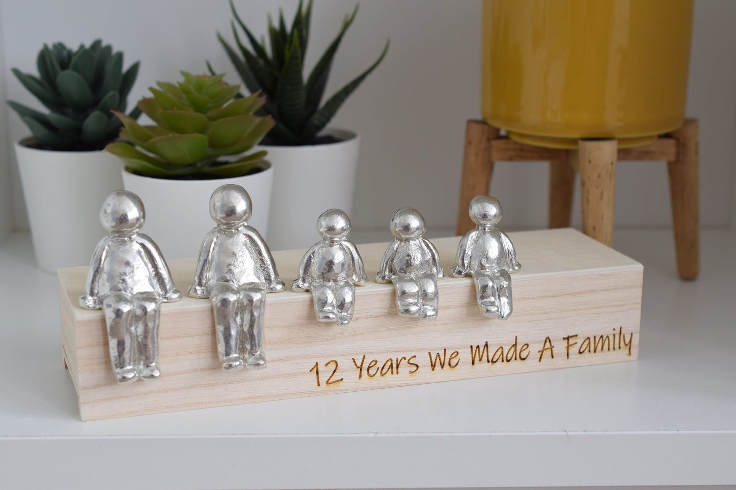 12 Years We Made a Family Sculpture Figurines - 12th Anniversary | Years 1 to 30 Available | Wooden Box Size & Grain Will Vary