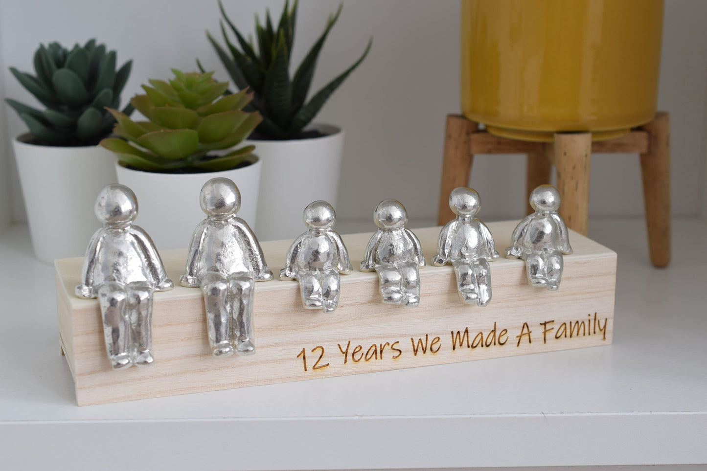 12 Years We Made a Family Sculpture Figurines - 12th Anniversary | Years 1 to 30 Available | Wooden Box Size & Grain Will Vary