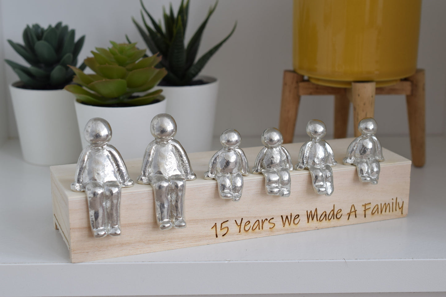 15 Years We Made a Family Sculpture Figurines - 15th Anniversary | Years 1 to 30 Available | Wooden Box Size & Grain Will Vary