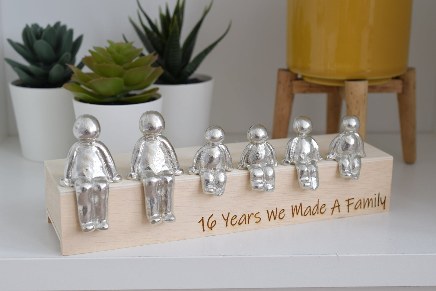 16 Years We Made a Family Sculpture Figurines - 16th Anniversary | Years 1 to 30 Available | Wooden Box Size & Grain Will Vary