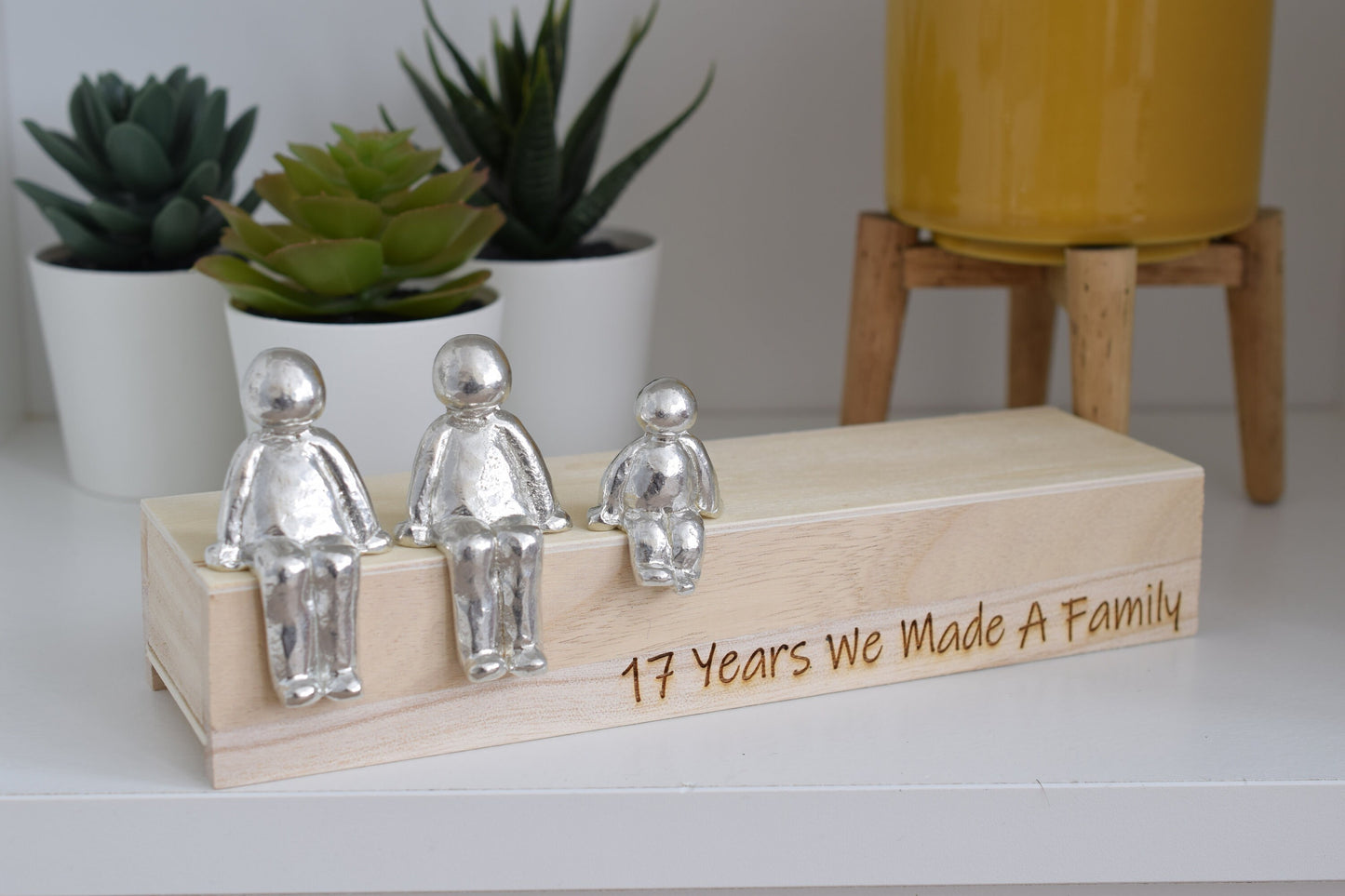17 Years We Made a Family Sculpture Figurines - 17th Anniversary | Years 1 to 30 Available | Wooden Box Size & Grain Will Vary