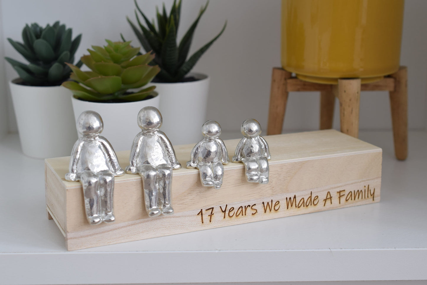 17 Years We Made a Family Sculpture Figurines - 17th Anniversary | Years 1 to 30 Available | Wooden Box Size & Grain Will Vary