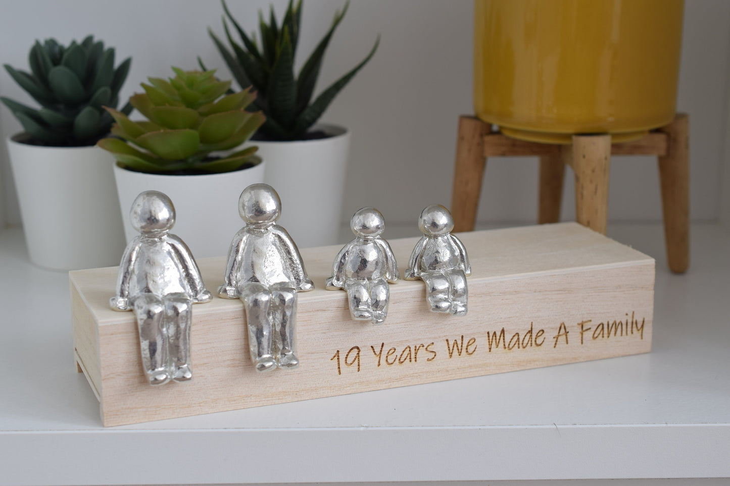 19 Years We Made a Family Sculpture Figurines - 19th Anniversary | Years 1 to 30 Available | Wooden Box Size & Grain Will Vary