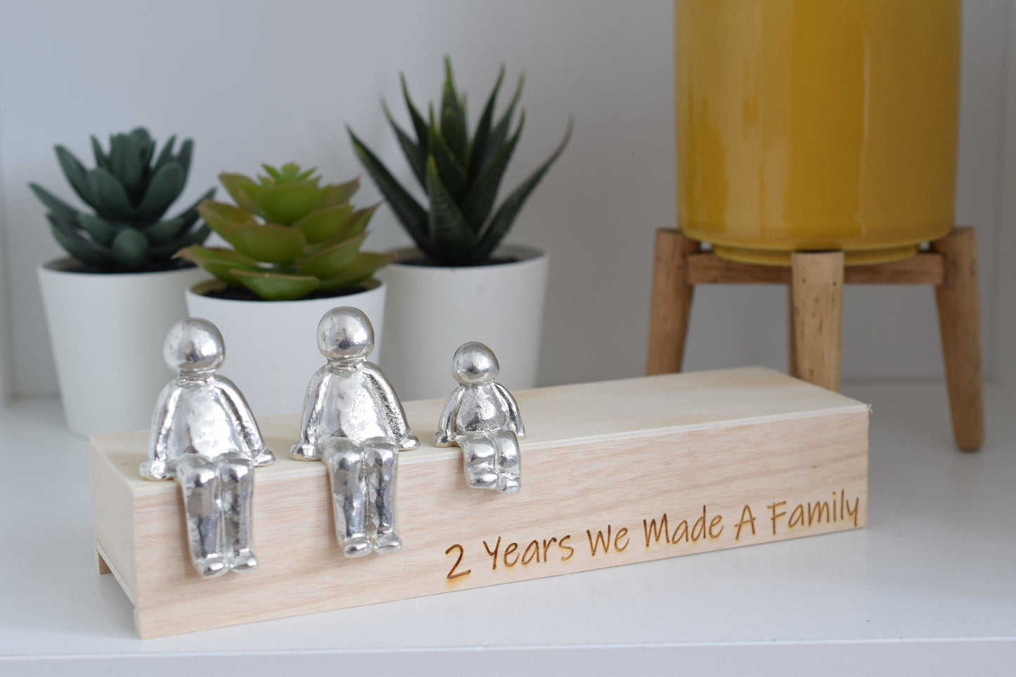 2 Years We Made a Family Sculpture Figurines - 2nd Anniversary | Years 1 to 30 Available | Wooden Box Size & Grain Will Vary