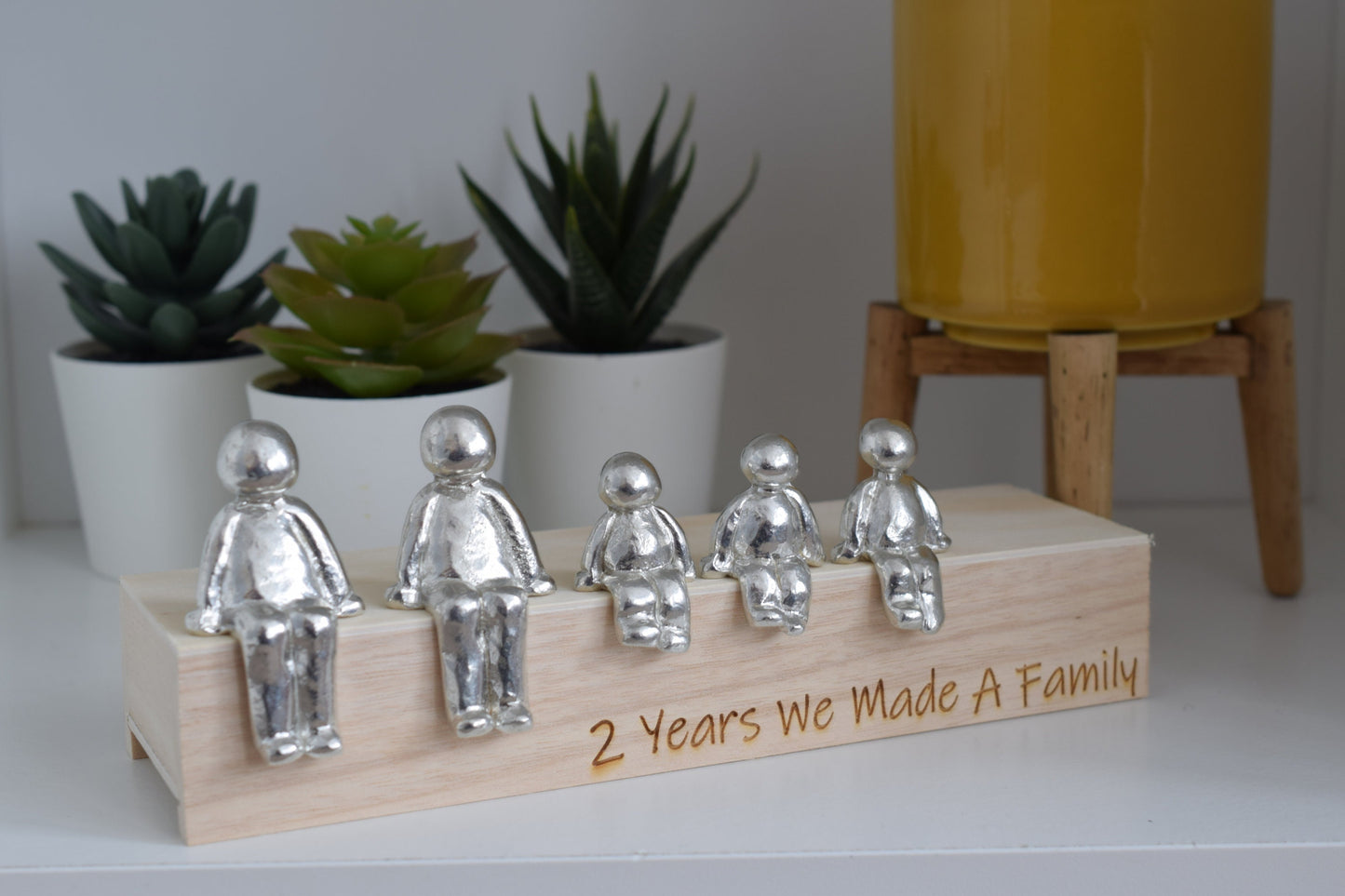 2 Years We Made a Family Sculpture Figurines - 2nd Anniversary | Years 1 to 30 Available | Wooden Box Size & Grain Will Vary
