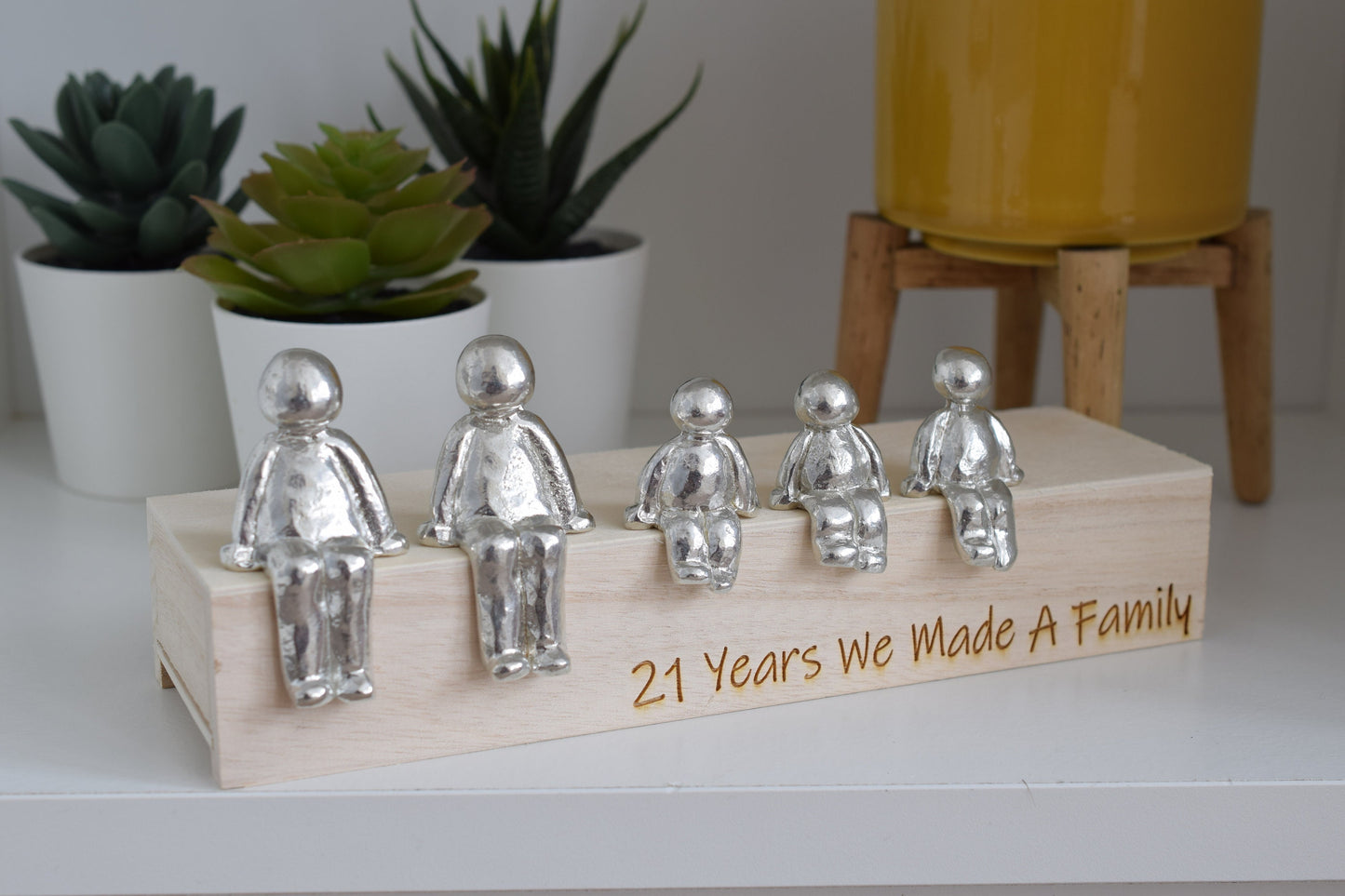 21 Years We Made a Family Sculpture Figurines - 21st Anniversary | Years 1 to 30 Available | Wooden Box Size & Grain Will Vary