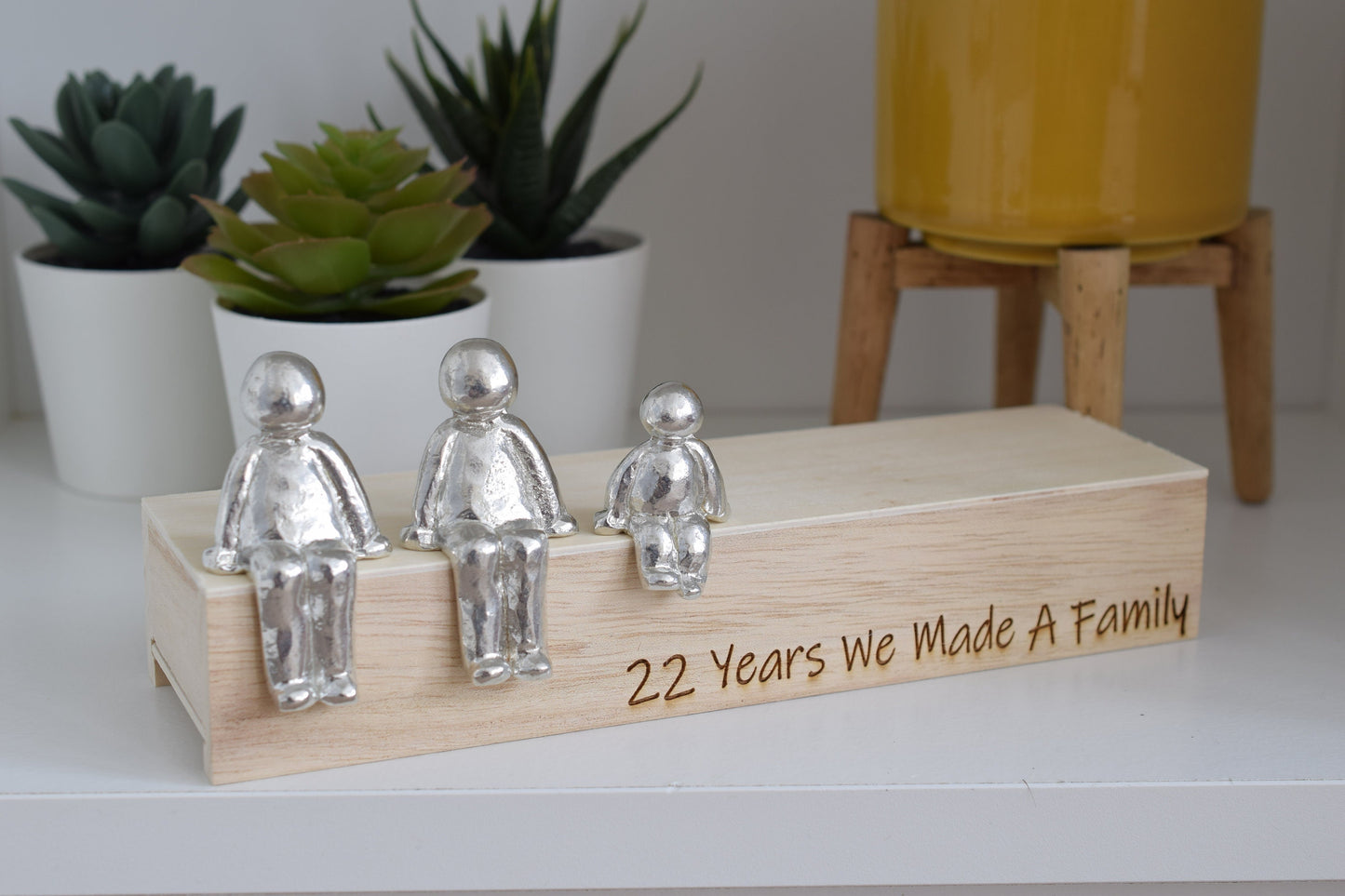 22 Years We Made a Family Sculpture Figurines - 22nd Anniversary | Years 1 to 30 Available | Wooden Box Size & Grain Will Vary