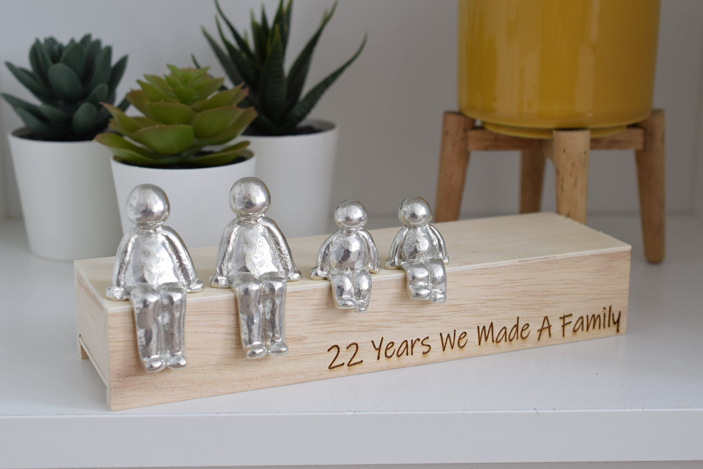 22 Years We Made a Family Sculpture Figurines - 22nd Anniversary | Years 1 to 30 Available | Wooden Box Size & Grain Will Vary