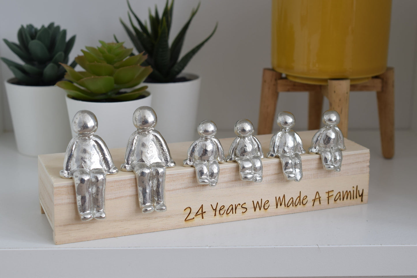 24 Years We Made a Family Sculpture Figurines - 24th Anniversary | Years 1 to 30 Available | Wooden Box Size & Grain Will Vary