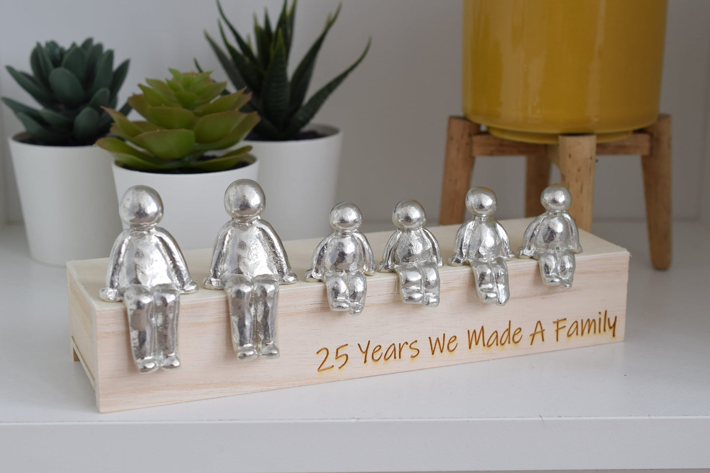 25 Years We Made a Family Sculpture Figurines - 25th Anniversary | Years 1 to 30 Available | Wooden Box Size & Grain Will Vary