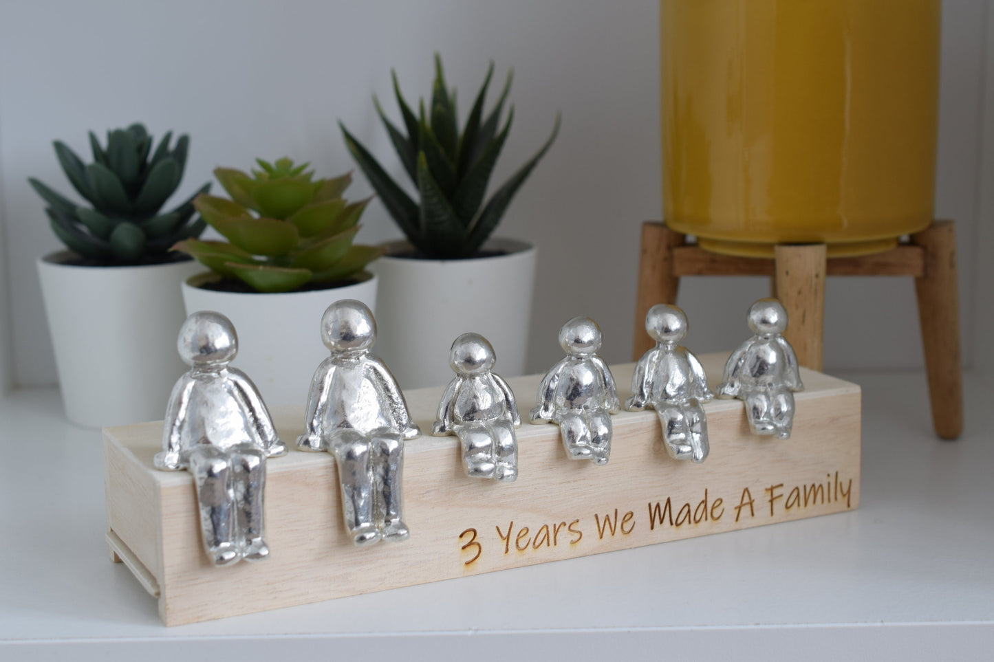 3 Years We Made a Family Sculpture Figurines - 3rd Anniversary | Years 1 to 30 Available | Wooden Box Size & Grain Will Vary